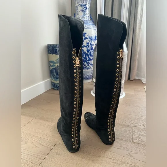 Marc by Marc Jacobs Black Over-the-Knee Suede Boots with Patent Toe Cap Sz 37.5 - Picture 7 of 17